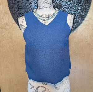 She + Sky Blue Boxy Sleeveless Cropped Top